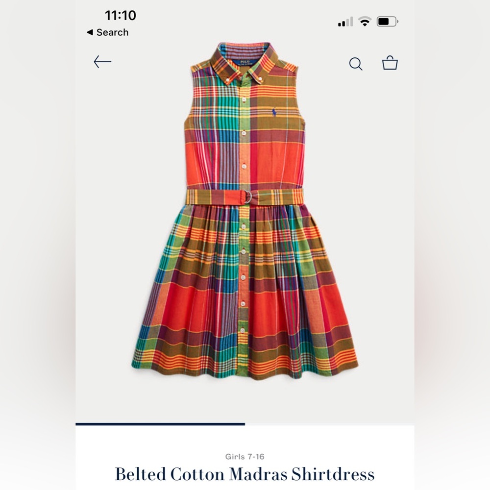 Belted cotton Madras shirt dress
